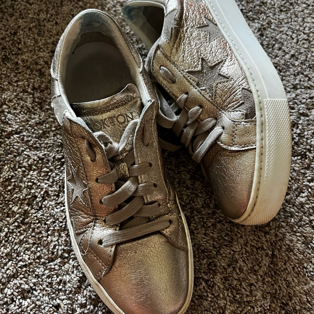 Stokton Nappa Sneaker Leather Low-Top Star Cutout Details Athleisure Size 37